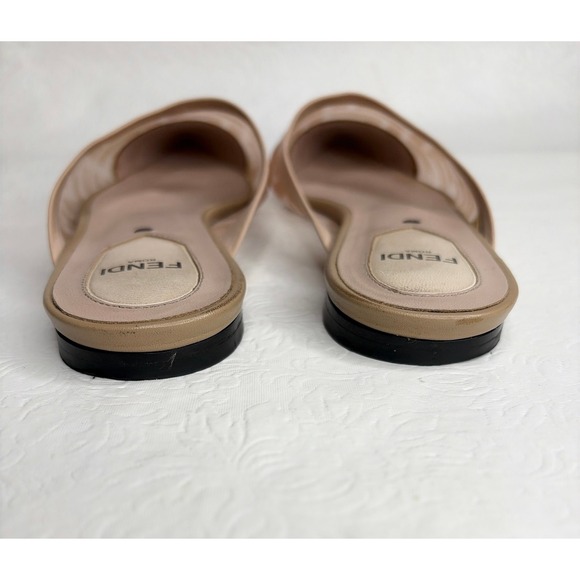 Fendi Colibrì FF Mesh Pointed-Toe Flat Mules Nude Leather‎ EU 36 / US 6 - Picture 4 of 8